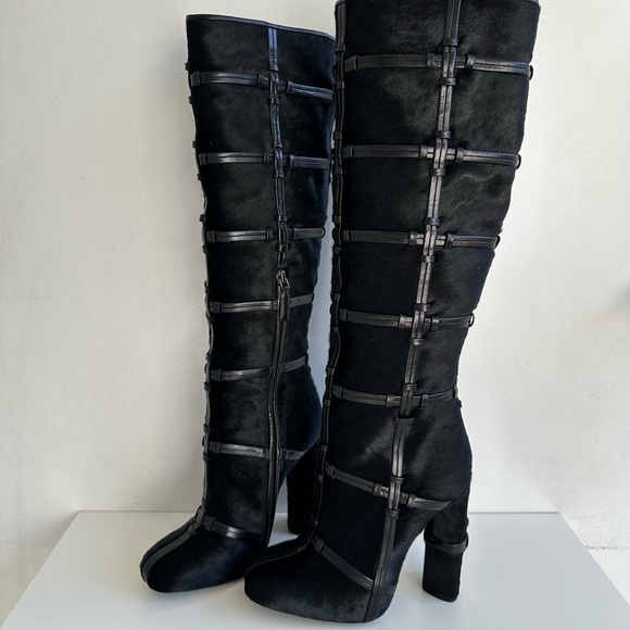 Tom Ford Shoes - Tom Ford Leather Patchwork Calf Hair Knee-High Boots Fall/ Winter 2015 size 37